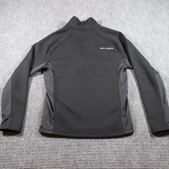 Spyder 1/4 Zip Pullover Mens S Black Gray Grid Fleece Performance - Picture 4 of 8